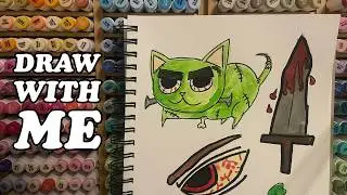 Drawing a spooky page in my sketchbook. (With Water Colors!)
