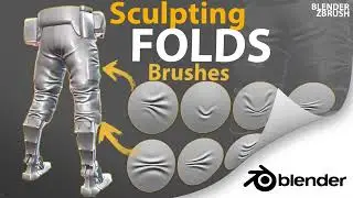 Sculpting folds brushes for Blender. Sculpting (modelling) cloth in Blender.