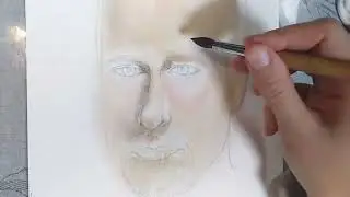 Процесс рисования лица мужчины