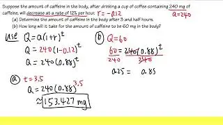 Q5, exponential equation word problem with logarithm