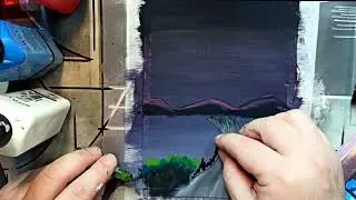 Acrylic and Pastel Painting Moon Highway.
