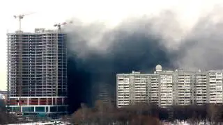 Пожар на Мосфильмовской - Минской 27.01.2017 10:30 (ускорено х6)