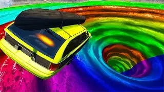 Beamng Drive - Car Falls Into Rainbow Vortex | BeamNG-Destruction