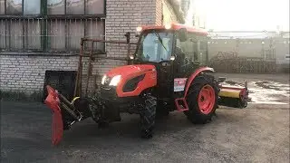 Короткий обзор KIOTI DK5010 с кабиной, отвалом и щеткой