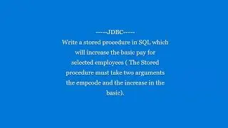 #sql #jdbc  Stored procedure in SQL | JDBC