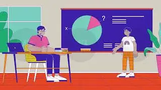 Teacher and student at math lesson cartoon animation