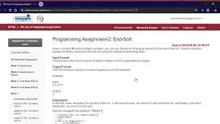 NPTEL Week 5 | End sort | The Joy of Computing using Python | programming assignment