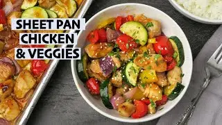 Sheet Pan Chicken & Veggies {Easy Kabob Alternative! With Honey Garlic Sauce}