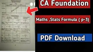CA Foundation Maths & Stats All Formula's PDF  For June 2021 | CA Foundation Maths Notes |