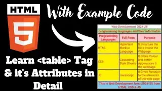 table tag and it's attributes in html | table in html | table, tr, th, td