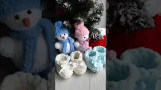Плюшевые снеговики. Плюшевые пинетки. Плюшевый мешочек