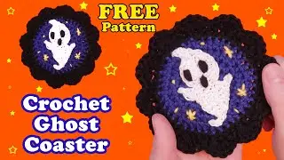 Crochet Ghost Coaster for Halloween - Free Crochet Pattern - Easy and Beginner Friendly