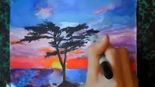 Un coucher de soleil en dessin