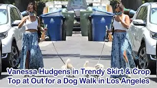 Vanessa Hudgens in Trendy Skirt & Crop Top at Out for a Dog Walk in Los Angeles