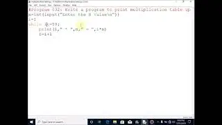 Write a program to print multiplication table up to 10 rows