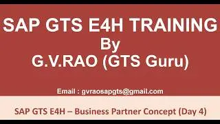 SAP GTS E4H Master Data   Business Partner Concept