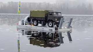 TRANSPORTATION of a truck on FERRY ... Gaz 66 offroad 4x4