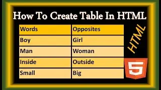 Creating Table In HTML | Creating Table In HTML Using VSCode