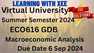 ECO616 Macroeconomic Analysis GDB Summer 2024 Virtual University of Pakistan