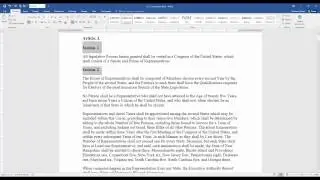 Creating Section Headings in Word 2016 for PC