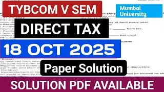29 Oct 2024 Direct Tax Paper Solution  || TYBCOM 5 Sem ||  Direct Tax Paper Answer ||