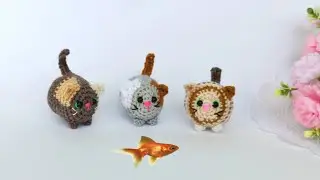 🌸 Как вязать Маленького ТОЛСТОГО котёнка крючком из остатков пряжи 🌸 Брелок амигуруми 🌸