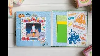 Космический альбом. 4 разворот. Мастер-класс. Скрапбукинг