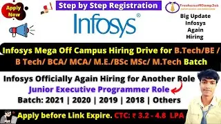 🛑Infosys Again Hiring! Infosys  Mega Campus Drive for 2021 2020 2019 Batch | Junior Engineer Trainee