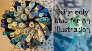 Drawing a witch with only blue art supplies - Talking about the witch lore of Omneiris