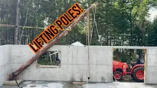 Building Our Off-Grid Log Cabin in Maine | Setting Lifting Poles (LHBA Method) | 4th of July 2024