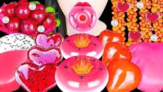 ASMR MUKBANG | RAINBOW HONEY JELLY CANDY Desserts (Pink Donut, Tanghulu, Tik tok Edible towel)