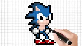 Cara menggambar Sonic si landak | Easy Pixel Art