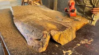 Man Transforms MASSIVE TREE log into Amazing Table | Start to Finish!!