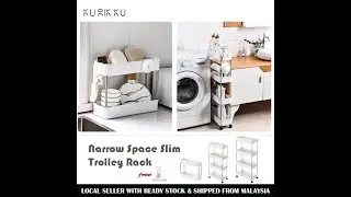 Narrow Space Slide Out Trolley Storage Rack Utility Cart Tower Shelves