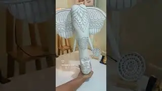 Elephant Head Lippan Work in Progress.. Lippan Gajamukh #lippanmirrorart #art #elephanthead #rawwood