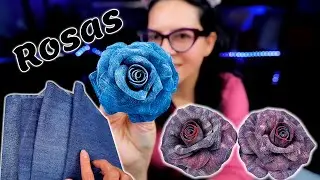 Como hacer rosas eternas de tela vaquera, Jeans o tela de mezclilla