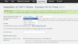 Install UNITY Mobile on Parallel's Plesk Panel