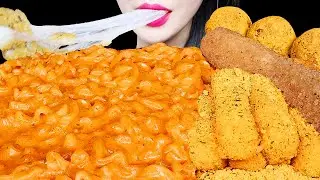 ASMR CHEESY CARBO FIRE NOODLE, CHEESE BALL, CHEESE STICKS 까르보불닭 뿌링클 치즈볼 먹방 EATING SOUNDS MUKBANG