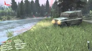 SpinTires - UAZ-469. Нырнул.