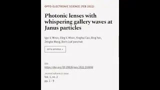 Photonic lenses with whispering gallery waves at Janus particles | RTCL.TV