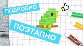 Красивые и лёгкие рисунки по клеточкам 👍 Как рисовать маленького попугая / Pixel art