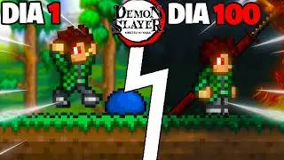 I SPENT 100 DAYS IN TERRARIA DEMON SLAYER KIMETSU NO YAIBA - FULL MOVIE.