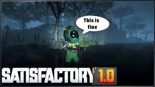 Fighting for our lives in the swamp for Halloween in Satisfactory