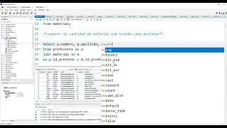Sum, Max, Min, AVG, Count, Having y Group by