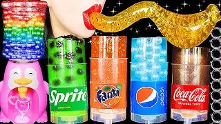 ASMR RAINBOW DRINKS *BOBA TEA PUSH POP JELLY, CANDY, FROG EGGS, BIRD GLASS, 신기한 물 먹방 EATING SOUNDS