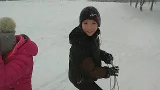 Riding a sledge. Miss Karina and Nikitos BARBOS Play