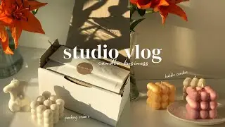 candle studio vlog | organizing inventory, packing orders, new candle molds, candle-making