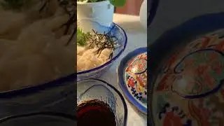 海ぶどうと稲庭風うどん