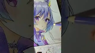 Drawing Keqing Genshin Impact | purple tiktok art💜 
