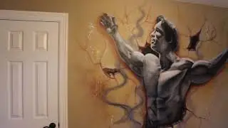 Mural of Arnold Schwarzenegger painted in Houston, TX